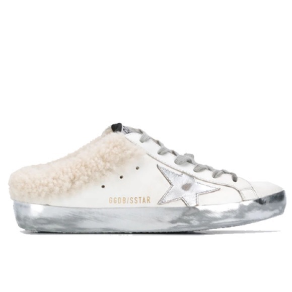 Golden Goose Superstar Sabot Shearling Sneaker White Silver Beige size 38 - Picture 3 of 15